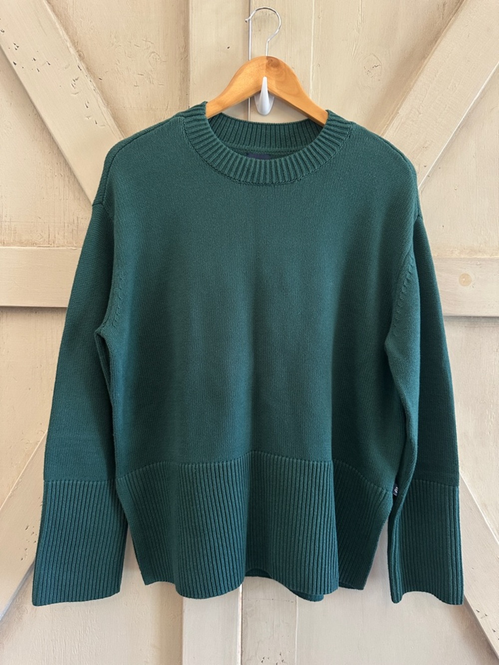GAP 100% Cotton Green Crewneck Sweater Women’s Medium Ribbed Oversized